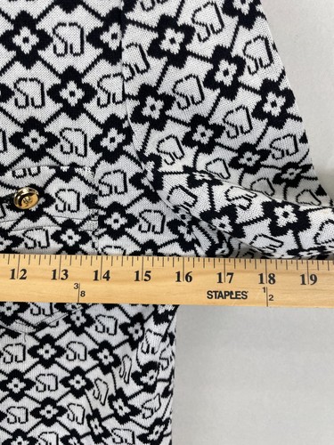 ST. JOHN COLLECTION Evening Knit Jacket Size 4 Black White Geometric - Picture 5 of 12