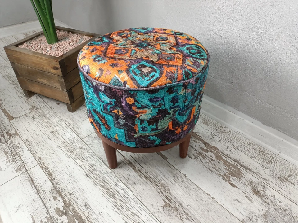 Puf Taburete Otomano Taburete Reposapiés Puf Dormitorio Puf Pasillo Banco Maquillaje Taburete Foto 4 de 4