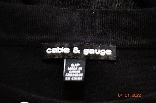 CABLE & GAUGE 3/4 Sleeve Embellished Neckline Black Tunic Size S - Picture 5 of 5