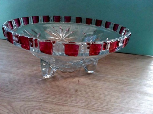 Vintage Clea Kristall & Rot Glas Servierschale Süßigkeiten Obst Keks Schale Keramik - Bild 3 von 7