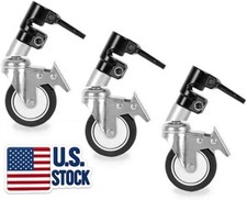 REFLEX Set of 3 Photography 360 Swivel C Stand Tripod Dolly Wheels