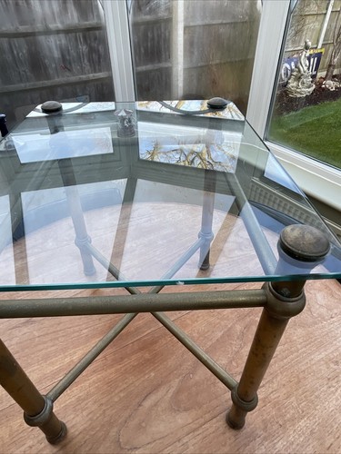Vintage Mid Century Brass and Glass Hollywood Regency Style Occasional Table - Picture 15 of 23