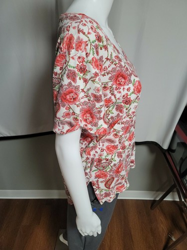 Philosophy V Neck Blouse Top Shirt Size M Floral 100% Pima Cotton - Picture 4 of 6