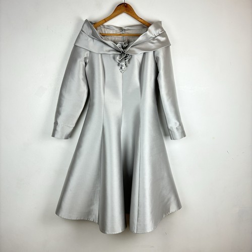 Teresa Ripoll Silver Dress UK 12 Mother Of The Bride MOTB Special Occasion Silk - Picture 2 of 24