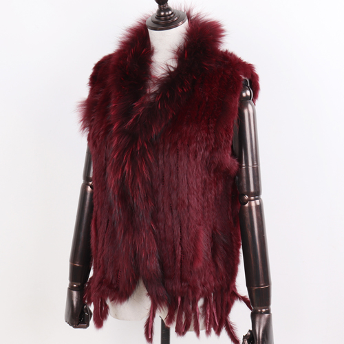 Hot Sale Women Real Rabbit Fur Vest Knitted Tassels Real Rabbit Fur Waistcoat - Bild 19 von 20