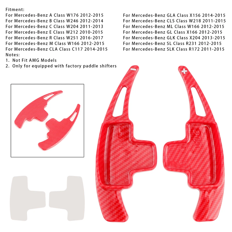 Carbon Look Steering Wheel Paddle Shifter Extensions For Mercedes-Benz A C E Foto 2 de 4