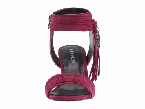 NEW Coach Harvey Suede Leather Open Toe Fringe charm high heels Sandals shoes - Picture 6 of 11