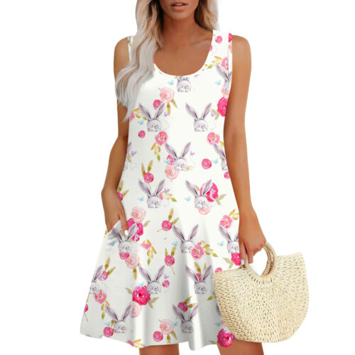 Women's Dresses Summer Loose Sundresses Fashion Easter Casual Printed Dress - Picture 31 of 33