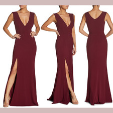 EUC Dress the Population [ Small ] Sandra Plunge Crepe Trumpet Gown Red #F506