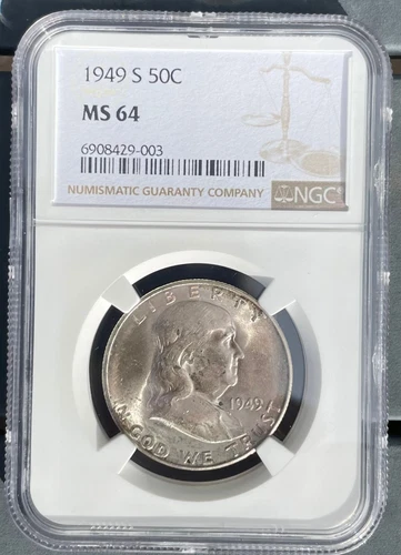 1949 S 50C Franklin Half Dollar San Francisco Mint MS64 NGC Graded FREE SHIPPING