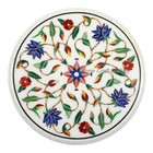 18" Round Marble Corner End Table Semi Precious Stones Work Inlay Home Decor