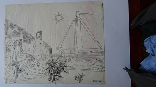 SOTIRIOS PAPPAS - GREC GRECE - DESSIN ENCRE FEMMEs NUES NAIADES (1) - Foto 6 di 8