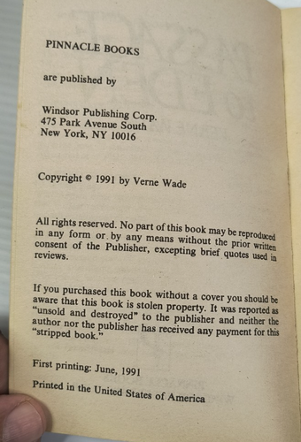 Verne Wade, Passage To Eden, Paperback 1991 - Imagen 7 de 7