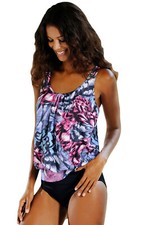 Tankini Swimsuit 2Pc Ladies Size "Small 4-6 " Wild Beach Ethnic Print