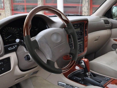 Replacement Steering Wheel Wood Grain Leather Grip For Toyota Land Cruiser - Picture 3 of 3