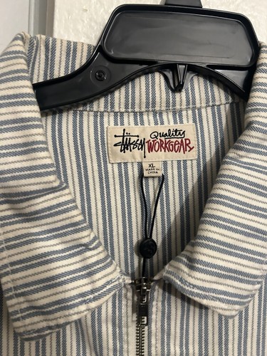 Stussy Striped Garage Jacket Xl Workgear - Picture 2 of 5