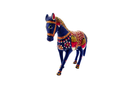 Caballo pintado artesanal Meena de metal de 7,25 x 6 x 2,25 pulgadas - Imagen 2 de 2