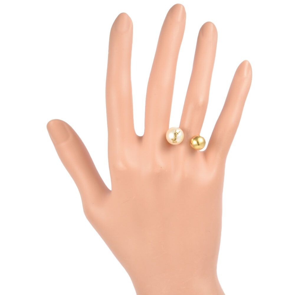 SAINT LAURENT YSL Pearl & Ball Ring Metal Pearl #US6.5-7