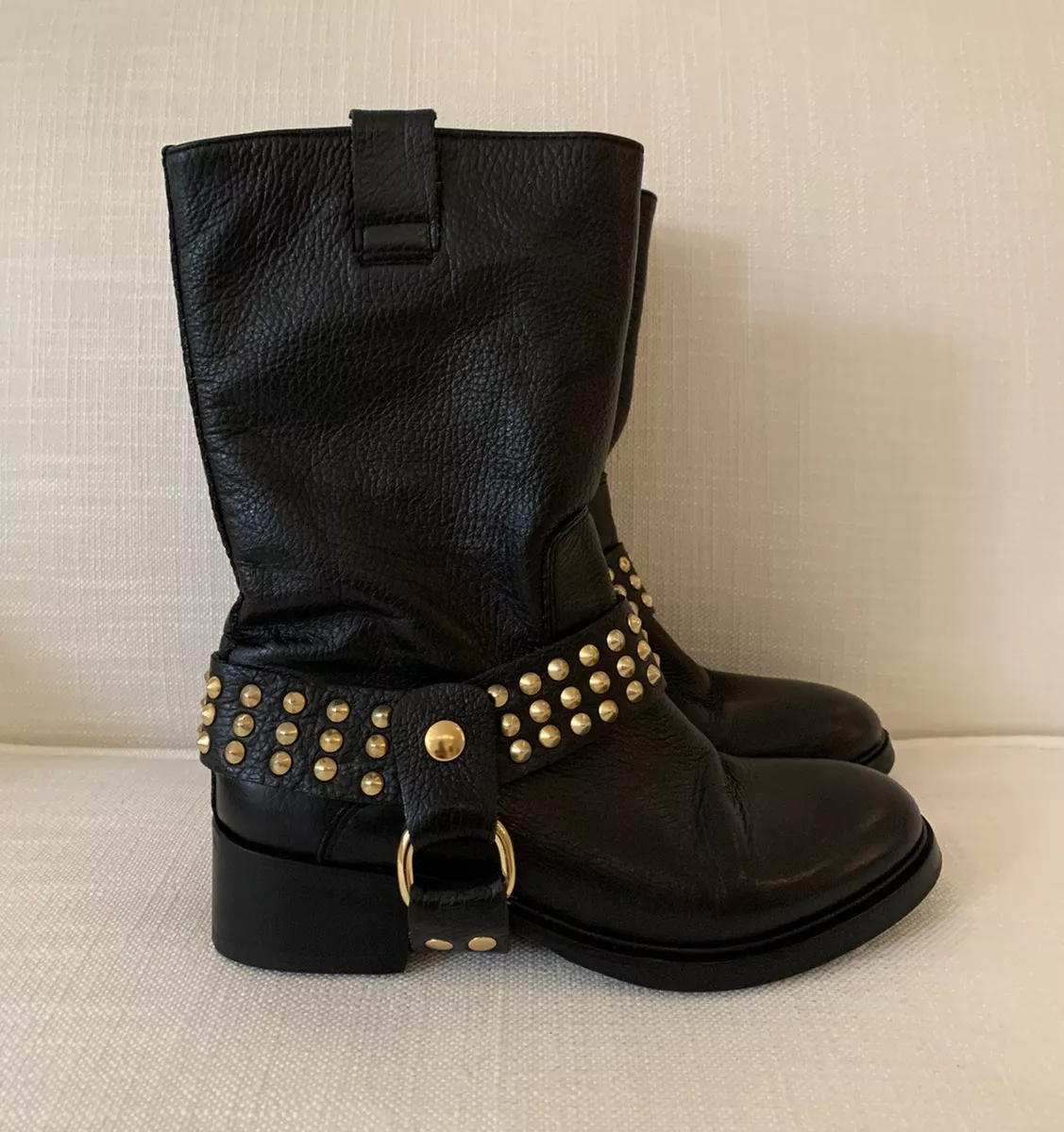 Black boots gold studs clearance