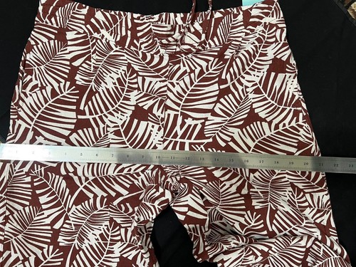 Per Se Linen Blend Drawstring Brown/White Palm Wide Leg Stretch Pants Size M-NWT - Picture 10 of 15
