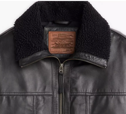 Talla XXL - Chaqueta de Cuero LEVIS 100% Piel de Cordero Oveja Sherpa Bomber Acolchada *NUEVA* - Imagen 8 de 8