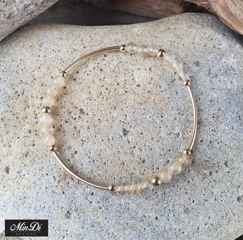 Pulseras apilables rellenas de oro amarillo de 14 K con citrino - Imagen 10 de 10