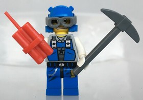 LEGO® Minifigure Power Miners Brains Set 8961 with Pickaxe and Dynamite - pm013