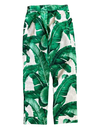 Dolce Gabbana Banana Leaf Cropped Jacket Pants Set 9/10 Green Sequin Brocade - Picture 14 of 17