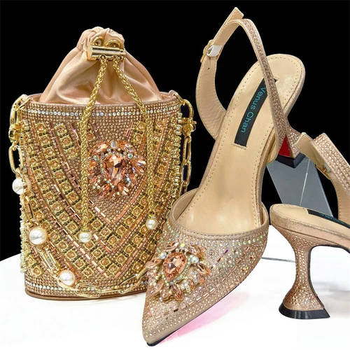 Latest Design Italian Shoes And Bag Set With Matching Bag Sandals Party Shoes - Picture 32 of 35