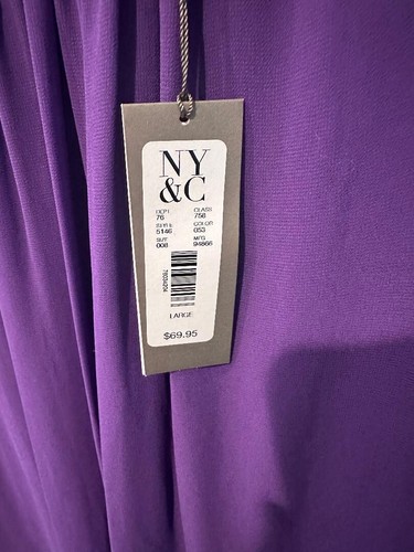 Neu NY&C Eva Mendes einfarbiges lila Modekleid Lg 3/4 Ärmel Reißverschluss hinten - Bild 2 von 3