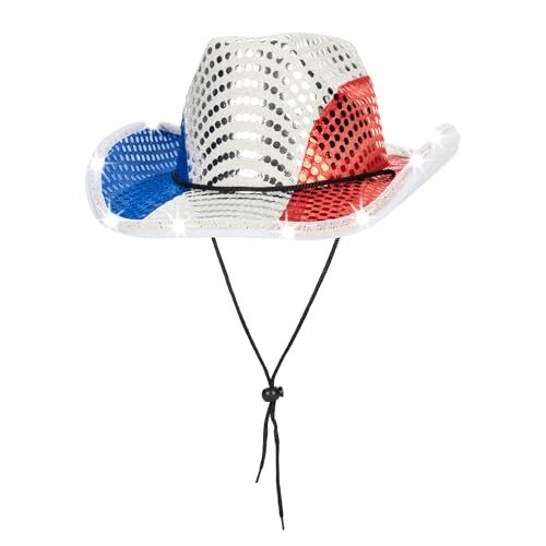 Independence Day Western Cowboy Hat - 4th of July - Medium Red White and Blue - Foto 1 di 7