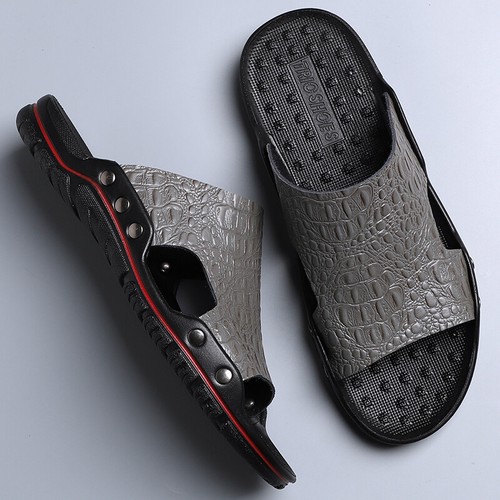 Neu Herren Sommer PU Leder Freizeit Sandalen Strand Schuhe Anti-Rutsch Flache Hausschuhe - Bild 40 von 45