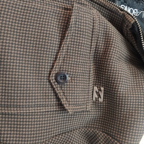 Billabong Houndstooth Sherpa Fleece Lined Coat Jacket Mens XL Hooded Brown - Picture 5 of 13