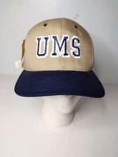 Yupoong 21 UMS Collegiate Trucker Hat Cap Vtg Snapback Embroidered Tan Blue NWT