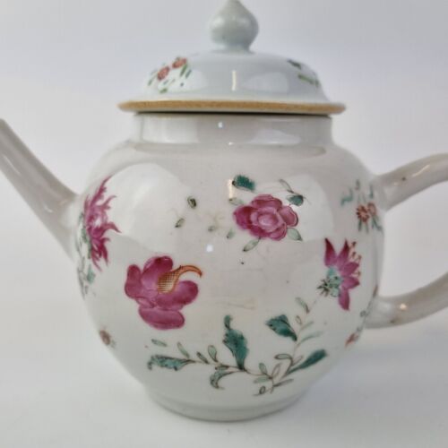Antique 18th Century Chinese Famille Rose Teapot Painted With Flowers - Picture 3 of 19