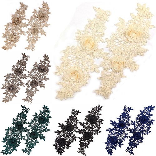 Vestido de novia bordado parches florales motivo apliques de encaje 3D costura hágalo usted mismo artesanía - Imagen 7 de 30