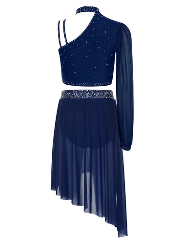 Womens Outfit Dancing Dancewear High Waist Dress Crop Top Sparkly Competition - Picture 10 of 47