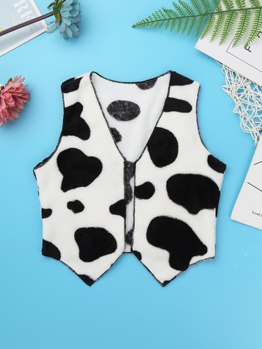 Kids Cowboy Cowgirl Cosplay Fancy Dress Printed Vest with Bandanna Felt Hat Set - Picture 7 of 31
