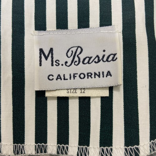 Vintage Ms. Basia Women’s Blouse/Skirt Two-Piece Green Strip Short Sleeve 12 - Picture 4 of 8