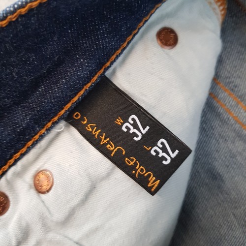 Pantalones de mezclilla orgánicos elásticos ajustados finlandeses finlandeses finlandeses azules nudie para hombre W32 L31 - Imagen 5 de 15