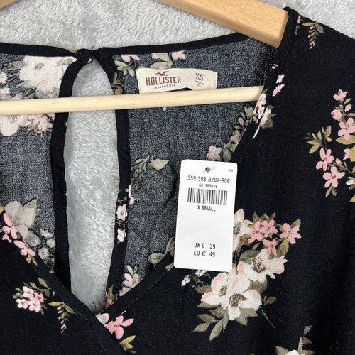 Mono Hollister para mujer extra pequeño negro floral boho bohostyle chica hippie - Imagen 4 de 9