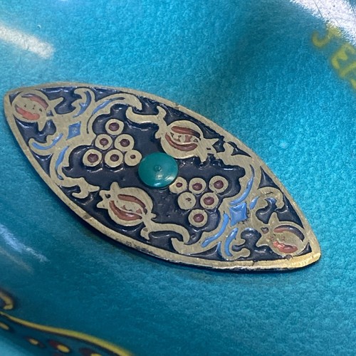 Vintage Blue Enamel Brass Israel Jerusalem Center piece Basket Tray - Picture 8 of 15