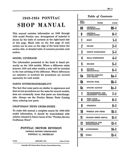 1949 - 1954 Pontiac Shop Manual - Picture 2 of 3