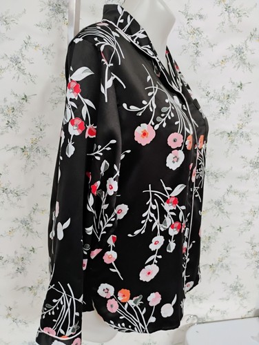 Gilligan & O’Malley XXL Satin Pink Orange & Black Floral 2 Piece Pajamas Set - Picture 3 of 19