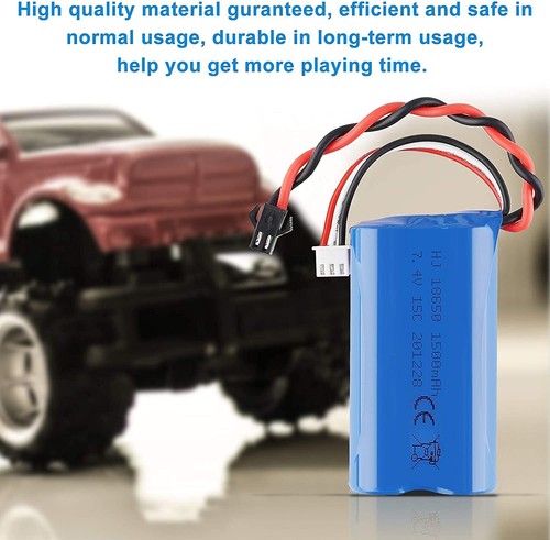 Batería LiPo de 7.4V 1500mAh para juguetes RC | SM-2P, larga duración, azul - Imagen 6 de 7