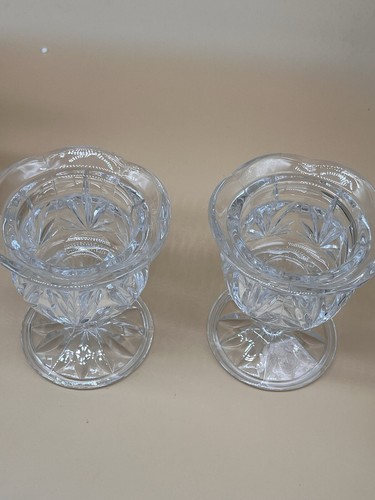 Set Of 2 Princess House Vintage Lead Crystal Candle Holders Pillar Taper - Picture 2 of 11