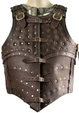 Medieval War Leather Vest - Leather Armor for LARP and Cosplay brown