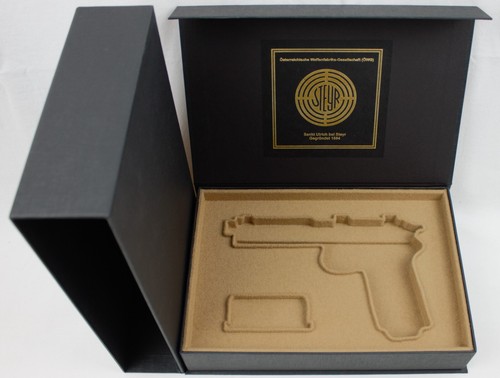 PISTOL GUN PRESENTATION CUSTOM DISPLAY CASE BOX for STEYR HAHN m1912 cal 9x23 mm - Picture 8 of 12
