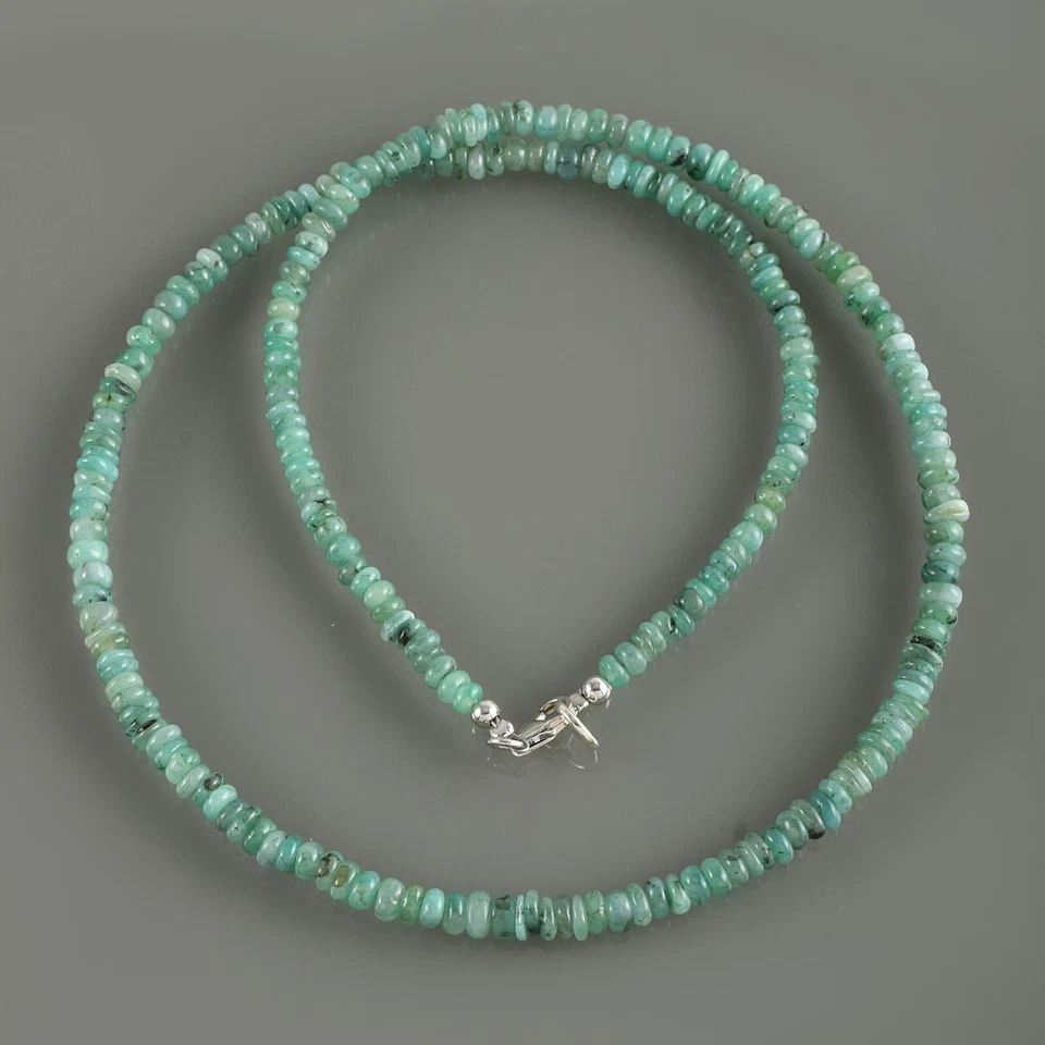 Natürliches Grün Smaragd 4-5mm Rondell Perlen 18 " Strand Handgemacht Damen - Bild 2 von 4