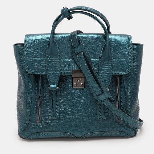 3.1 Phillip Lim Umhängetasche Metallic Blau Leder Pashli - Bild 1 von 9